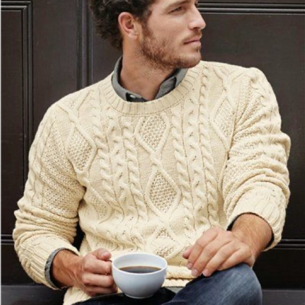 J. Crew Cream Cable Knit Crewneck Sweater